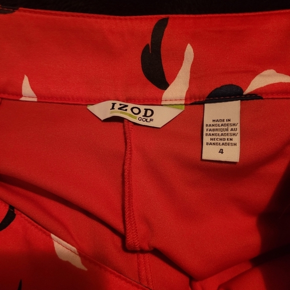 Izod Golf Skort in Red with Blue Floral Print 4 - Picture 4 of 5